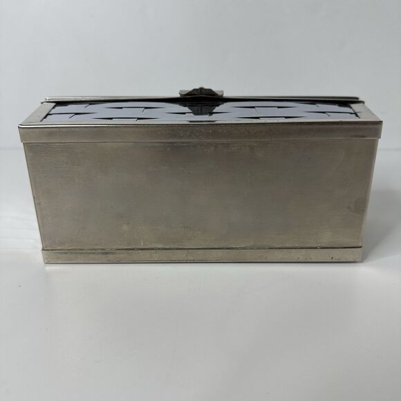 Vintage MCM Box Purse Basket Weave Silver Tone Chrome Metal Handle 50s Handbag - Picture 5 of 16